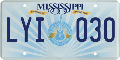 MS license plate LYI030