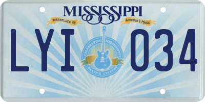 MS license plate LYI034