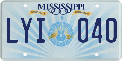 MS license plate LYI040