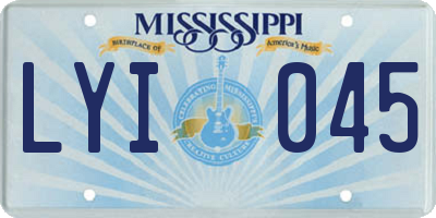 MS license plate LYI045