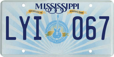MS license plate LYI067