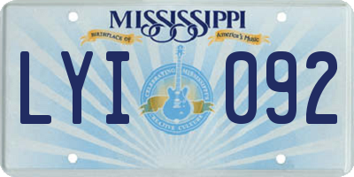 MS license plate LYI092