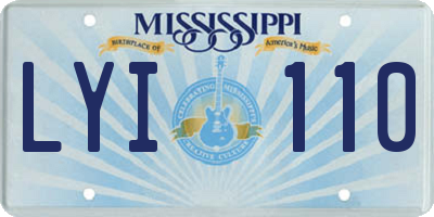 MS license plate LYI110