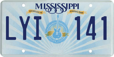 MS license plate LYI141
