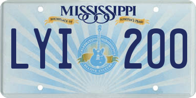 MS license plate LYI200