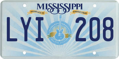 MS license plate LYI208