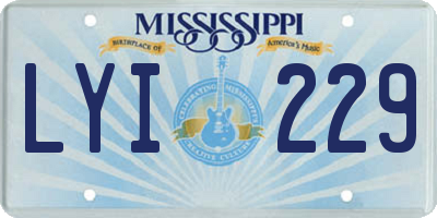 MS license plate LYI229