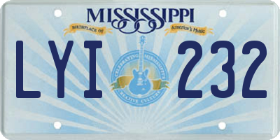 MS license plate LYI232
