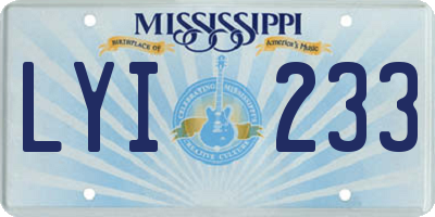 MS license plate LYI233