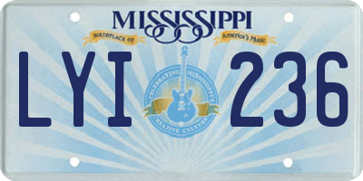 MS license plate LYI236