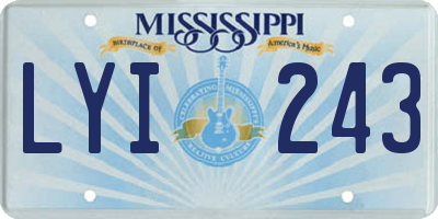 MS license plate LYI243