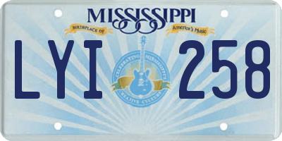 MS license plate LYI258