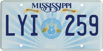 MS license plate LYI259