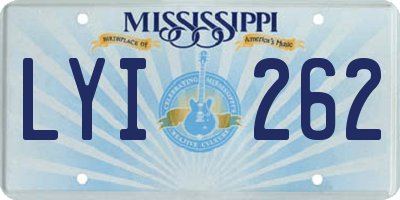 MS license plate LYI262
