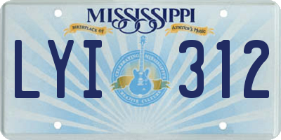 MS license plate LYI312