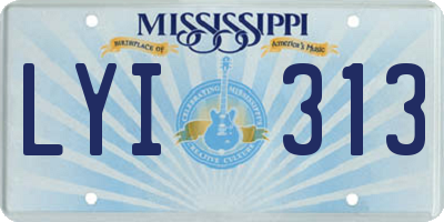 MS license plate LYI313