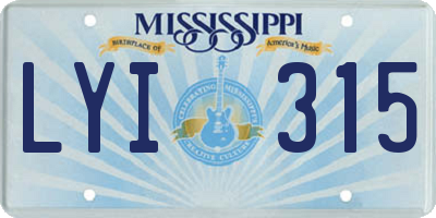 MS license plate LYI315