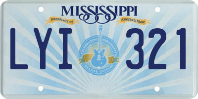MS license plate LYI321