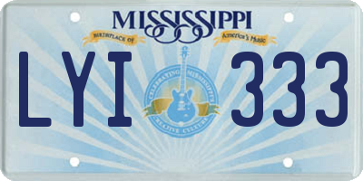 MS license plate LYI333