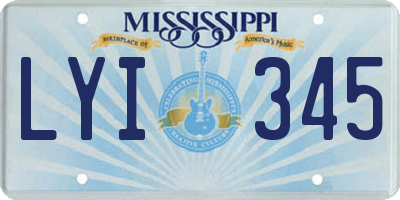 MS license plate LYI345