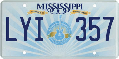 MS license plate LYI357
