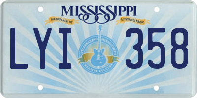 MS license plate LYI358