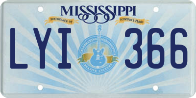 MS license plate LYI366