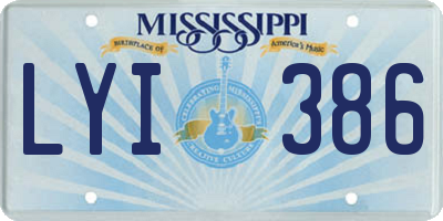 MS license plate LYI386