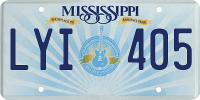 MS license plate LYI405