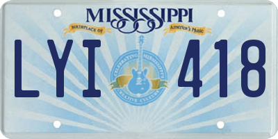 MS license plate LYI418