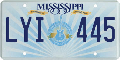 MS license plate LYI445