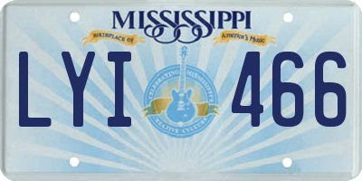 MS license plate LYI466