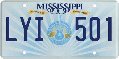 MS license plate LYI501