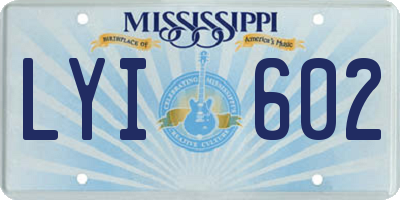 MS license plate LYI602