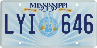 MS license plate LYI646