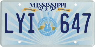MS license plate LYI647