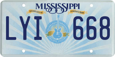 MS license plate LYI668