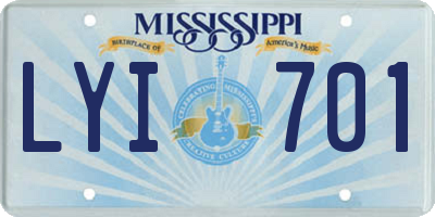 MS license plate LYI701