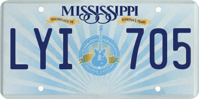 MS license plate LYI705