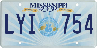 MS license plate LYI754