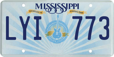 MS license plate LYI773