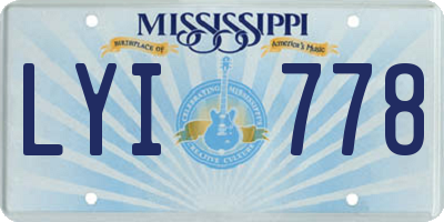 MS license plate LYI778