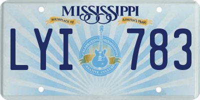MS license plate LYI783