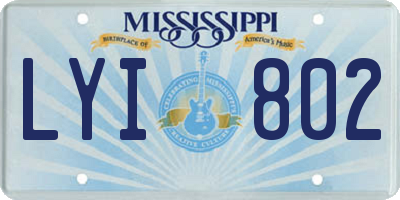 MS license plate LYI802