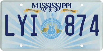 MS license plate LYI874