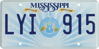 MS license plate LYI915