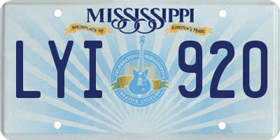MS license plate LYI920