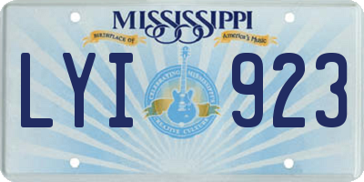 MS license plate LYI923