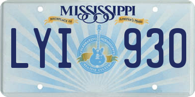 MS license plate LYI930