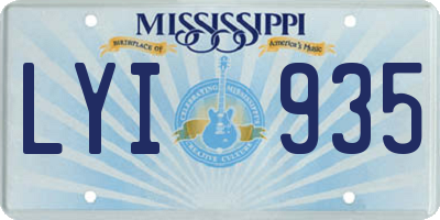 MS license plate LYI935